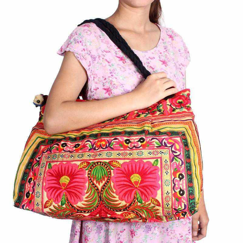 Embroidered Tote Shoulder Bag Majestic Hudson Lifestyle