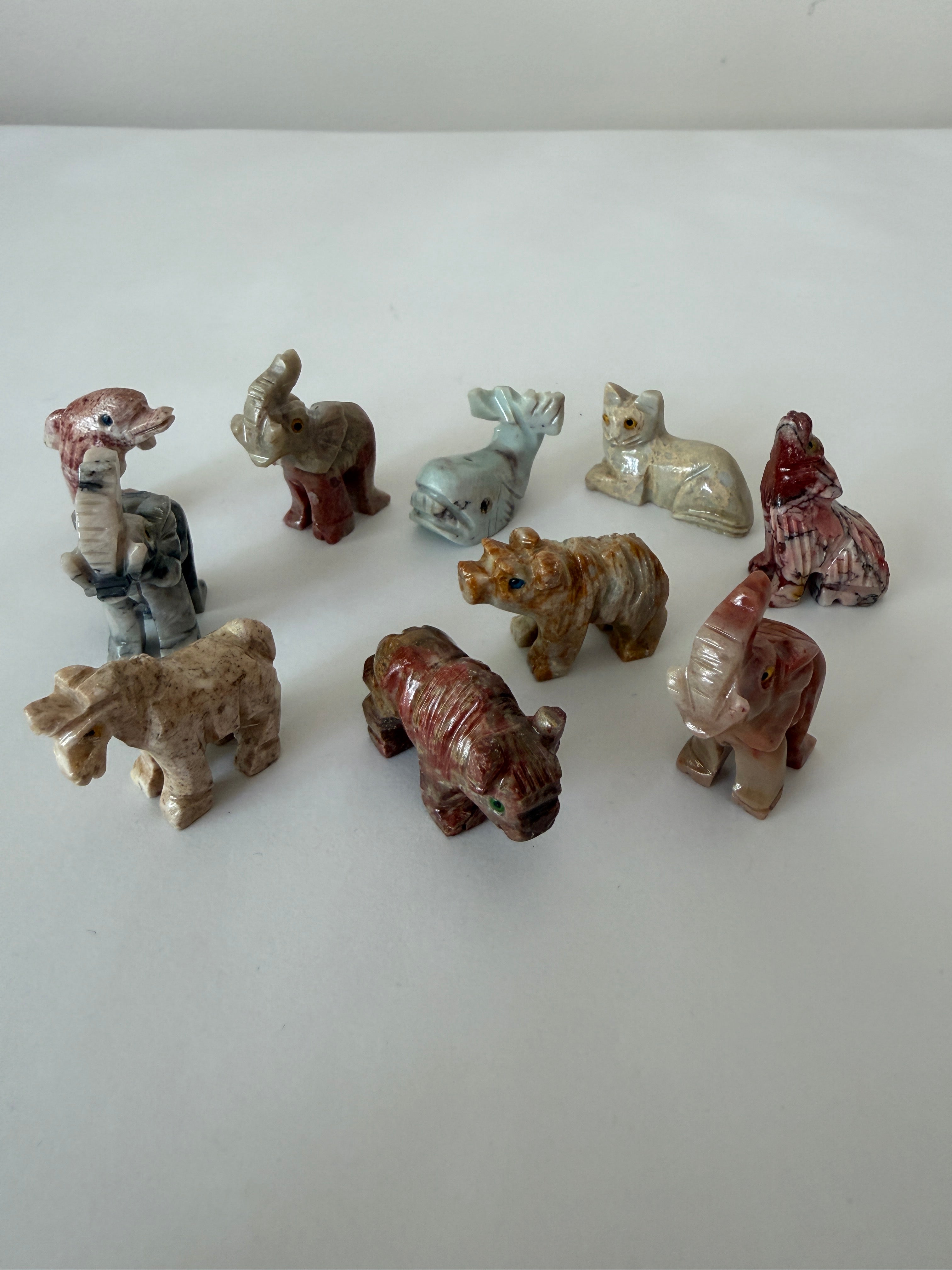 hand carved stone animals