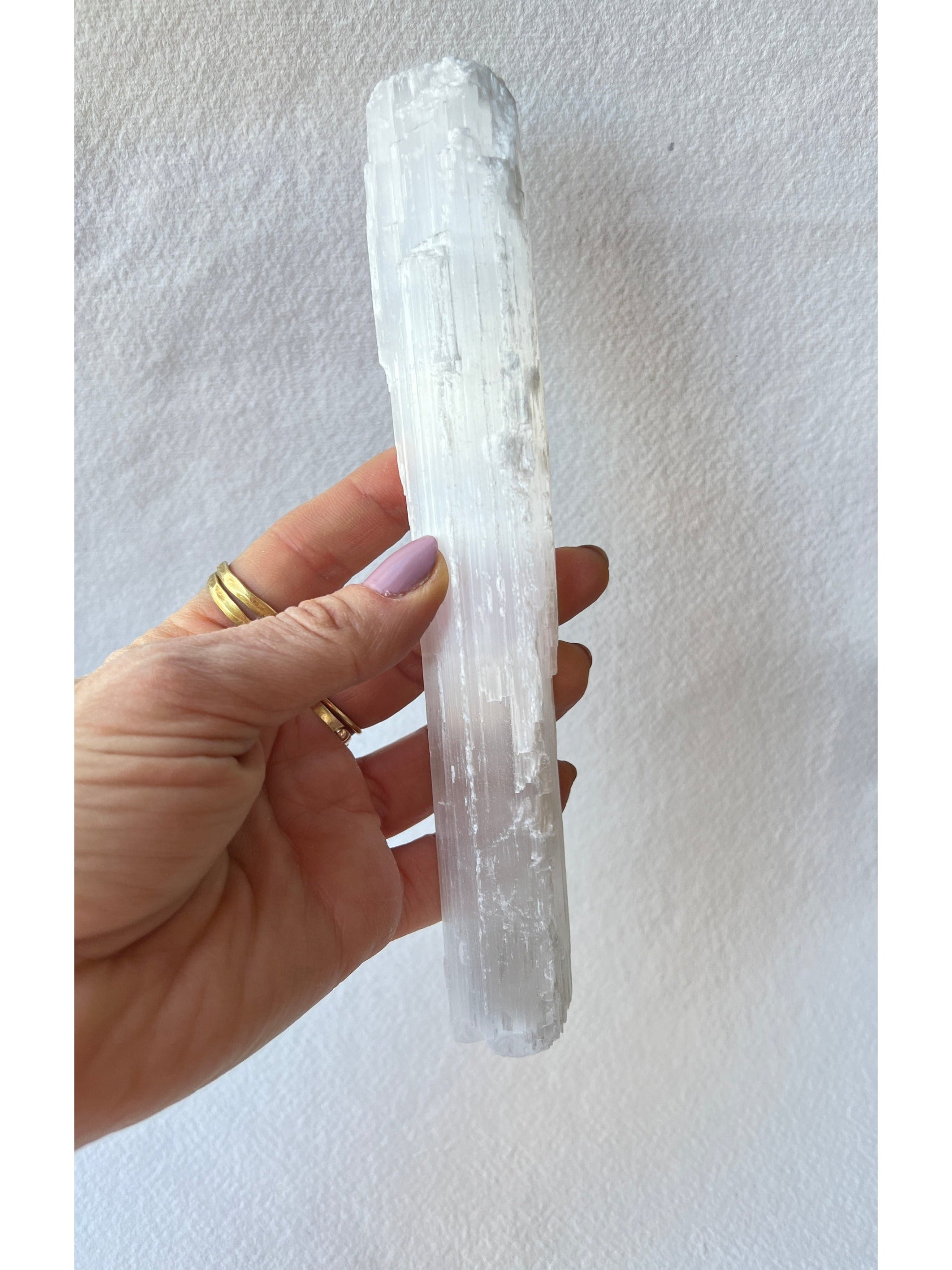 Close-up of Raw Selenite Wand for Crystal Healing