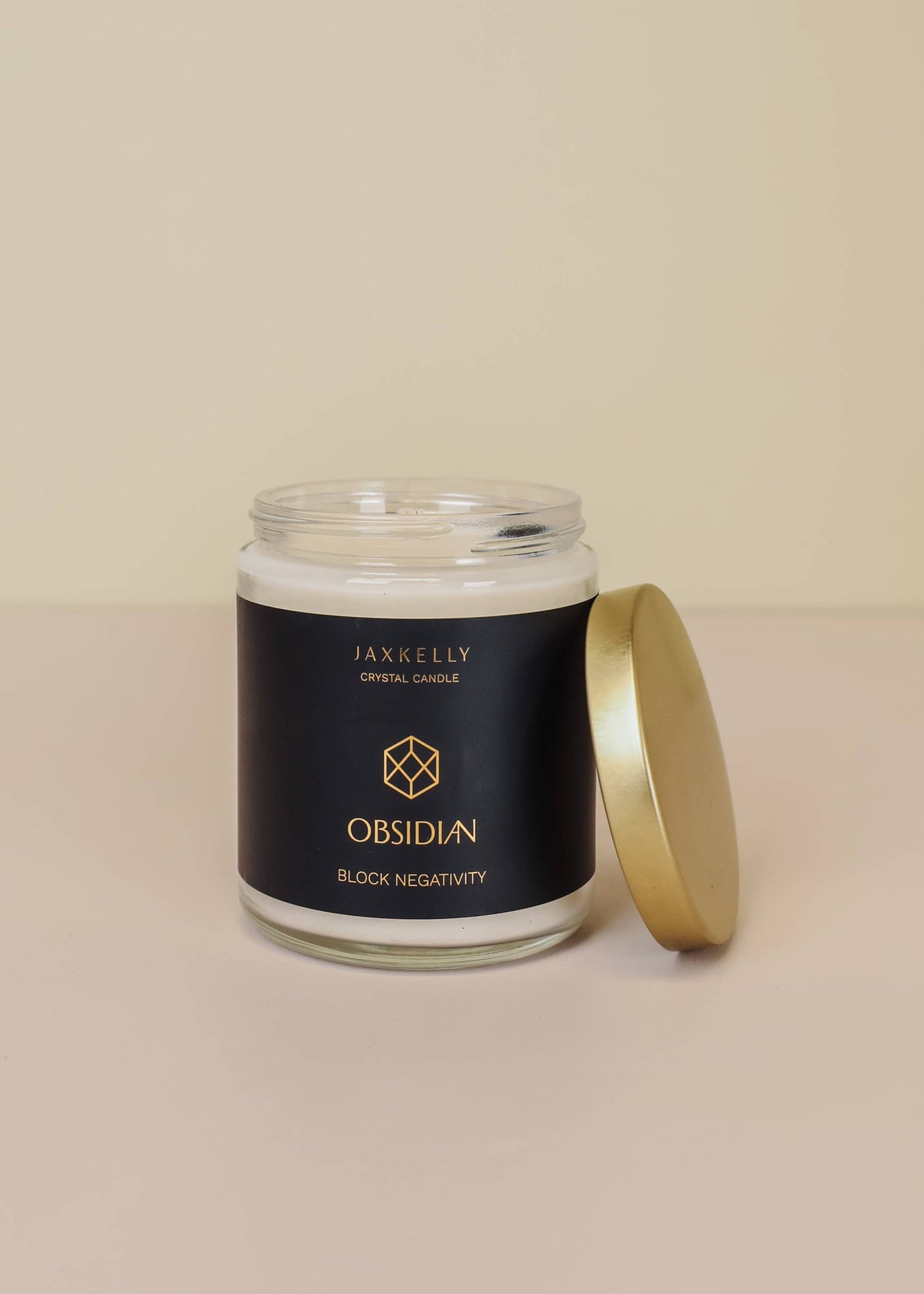 9oz Clear Crystal Candle - Obsidian - Block Negativity Majestic Hudson Lifestyle