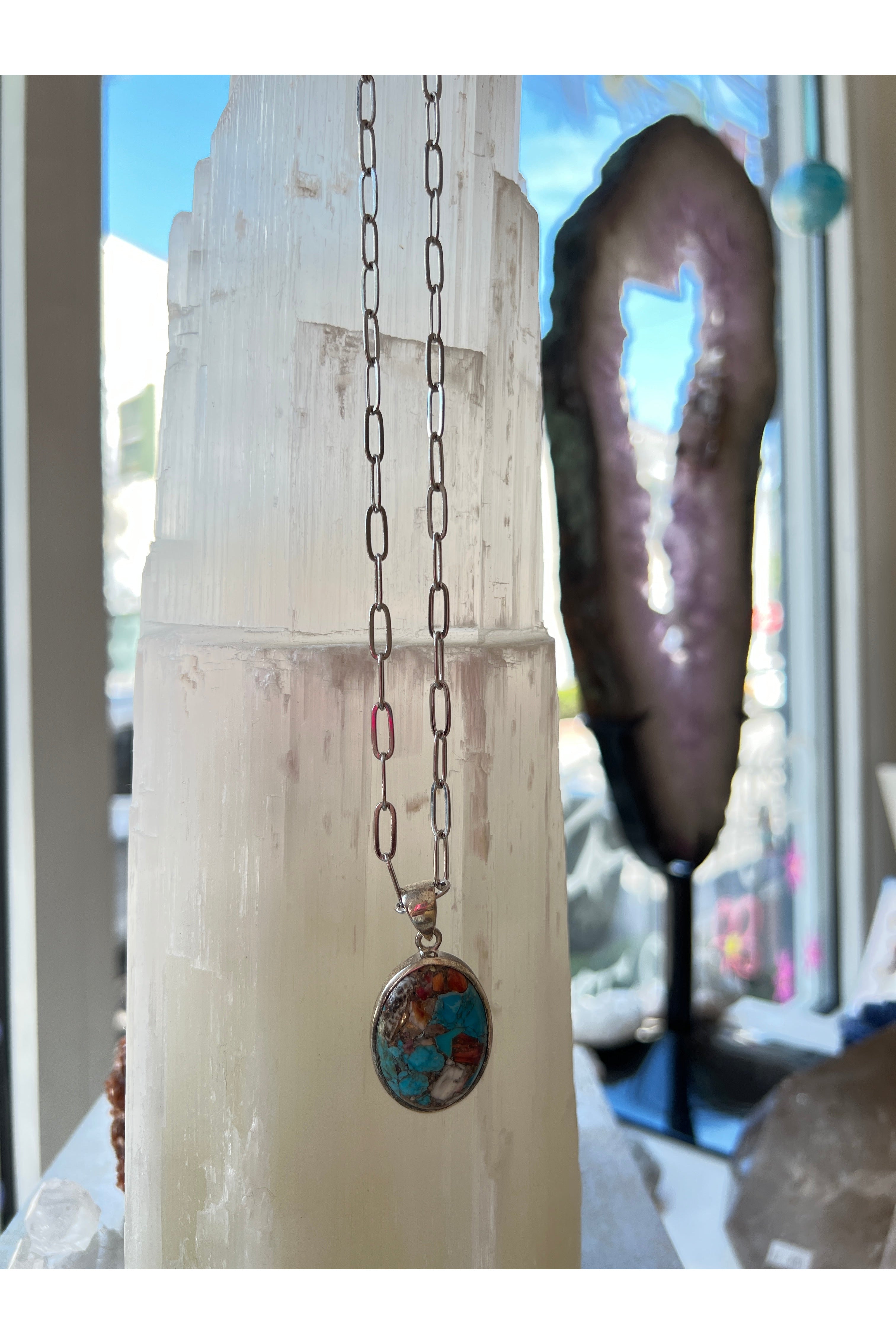 Ethically Sourced Mexican Turquoise Necklace with Unique Matrix