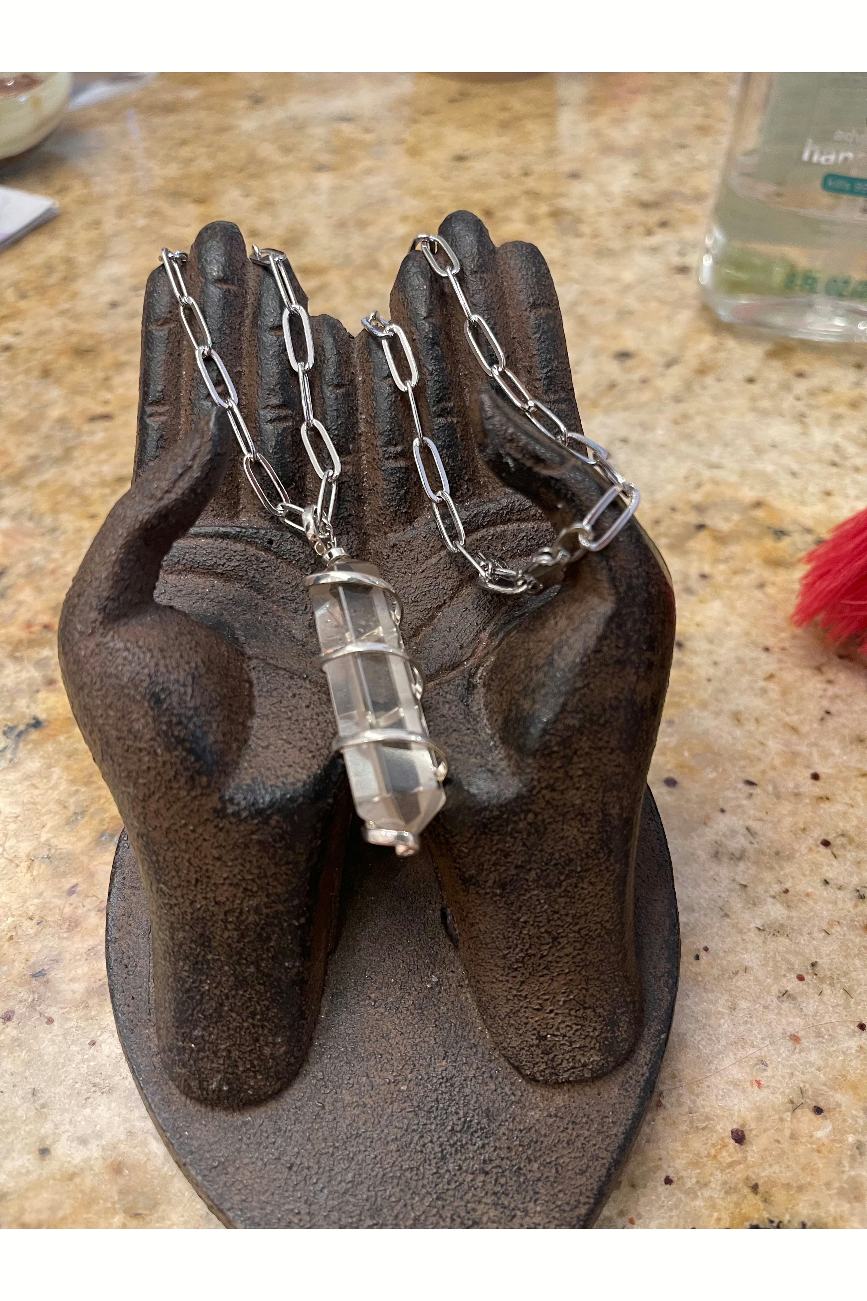 Smoky quartz double Terminated pendant-sterling silver chain Majestic Hudson Lifestyle