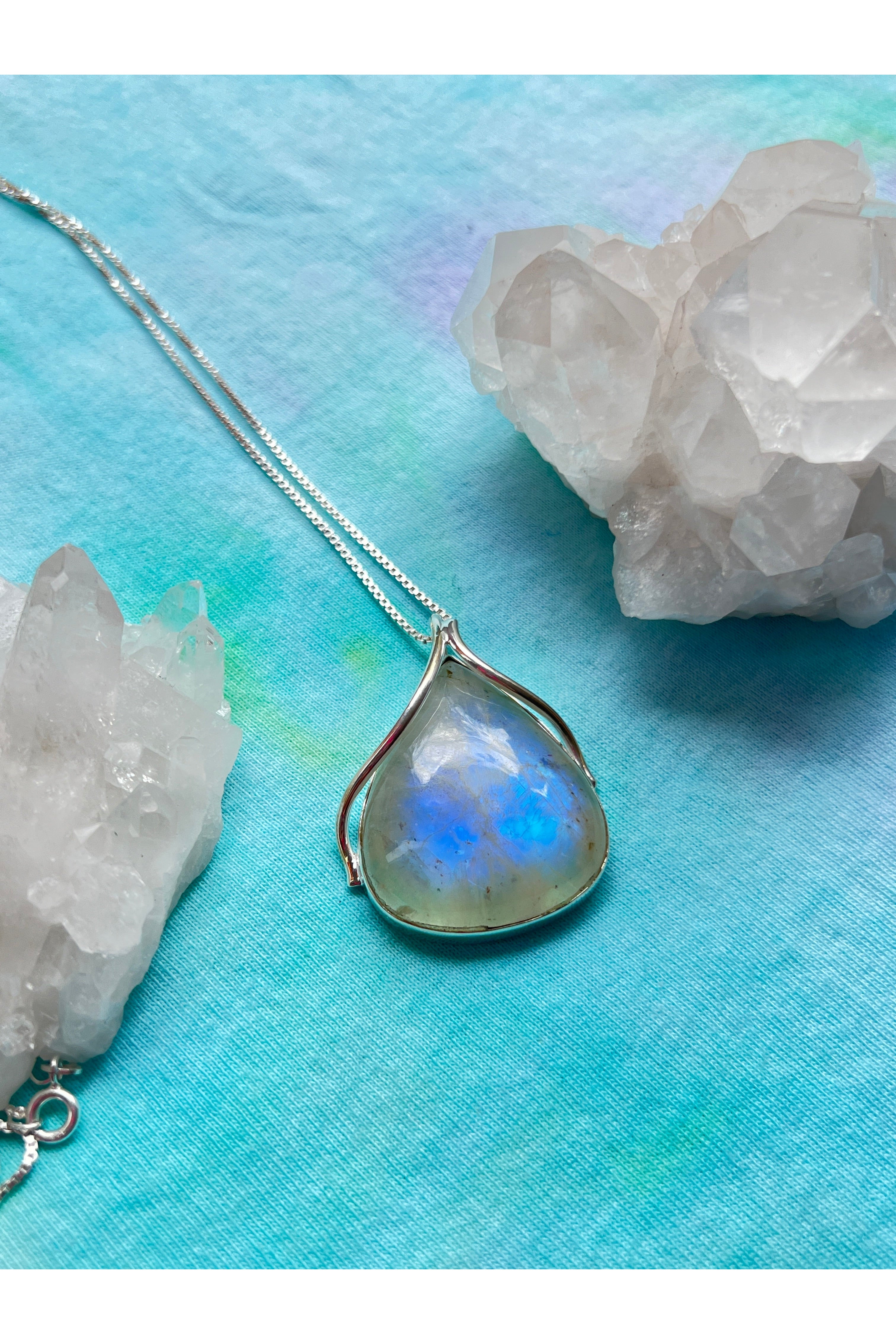 Polished Teardrop Moonstone on Chain – Healing Jewelry