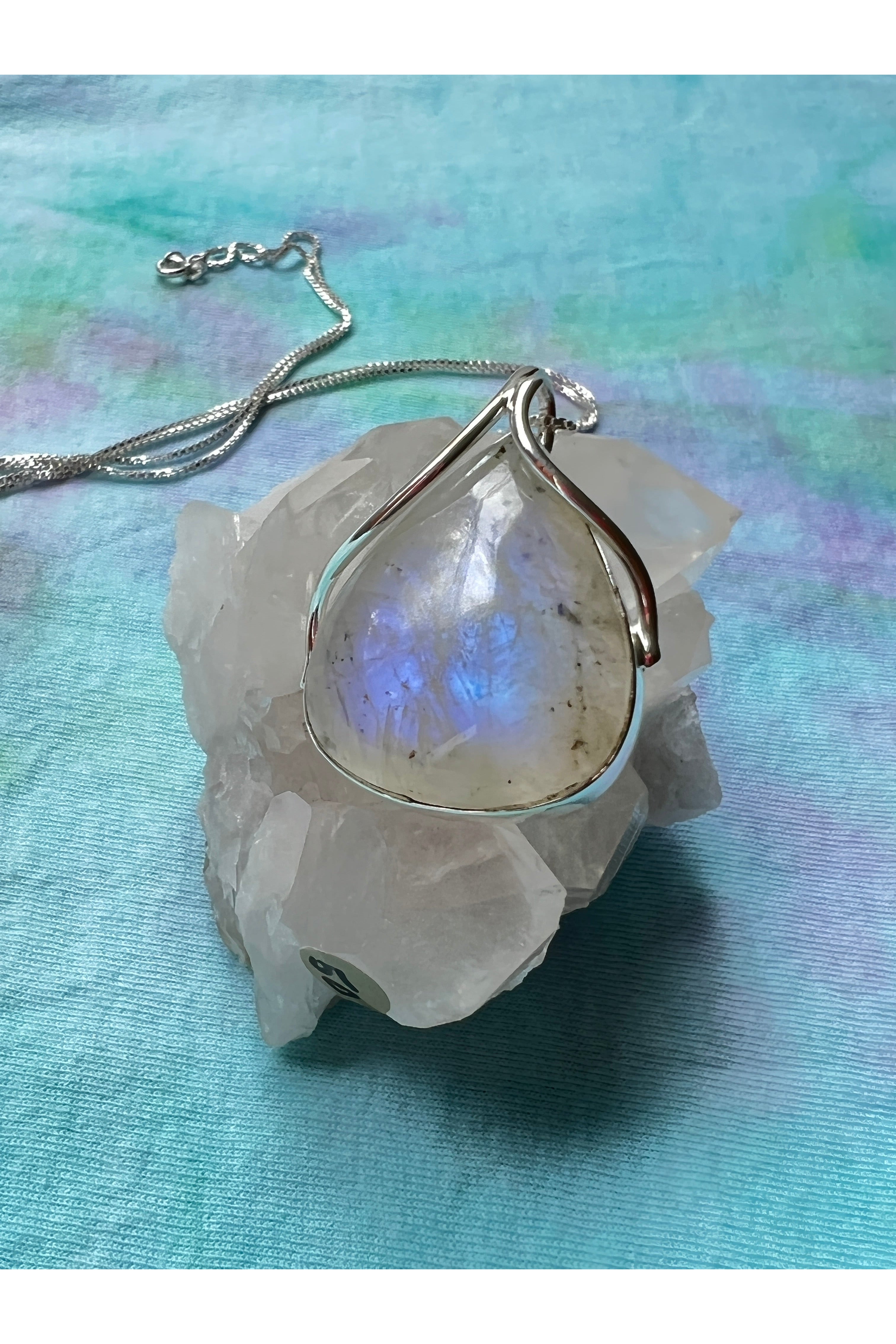 Elegant Crystal Necklace with Genuine Moonstone Pendant