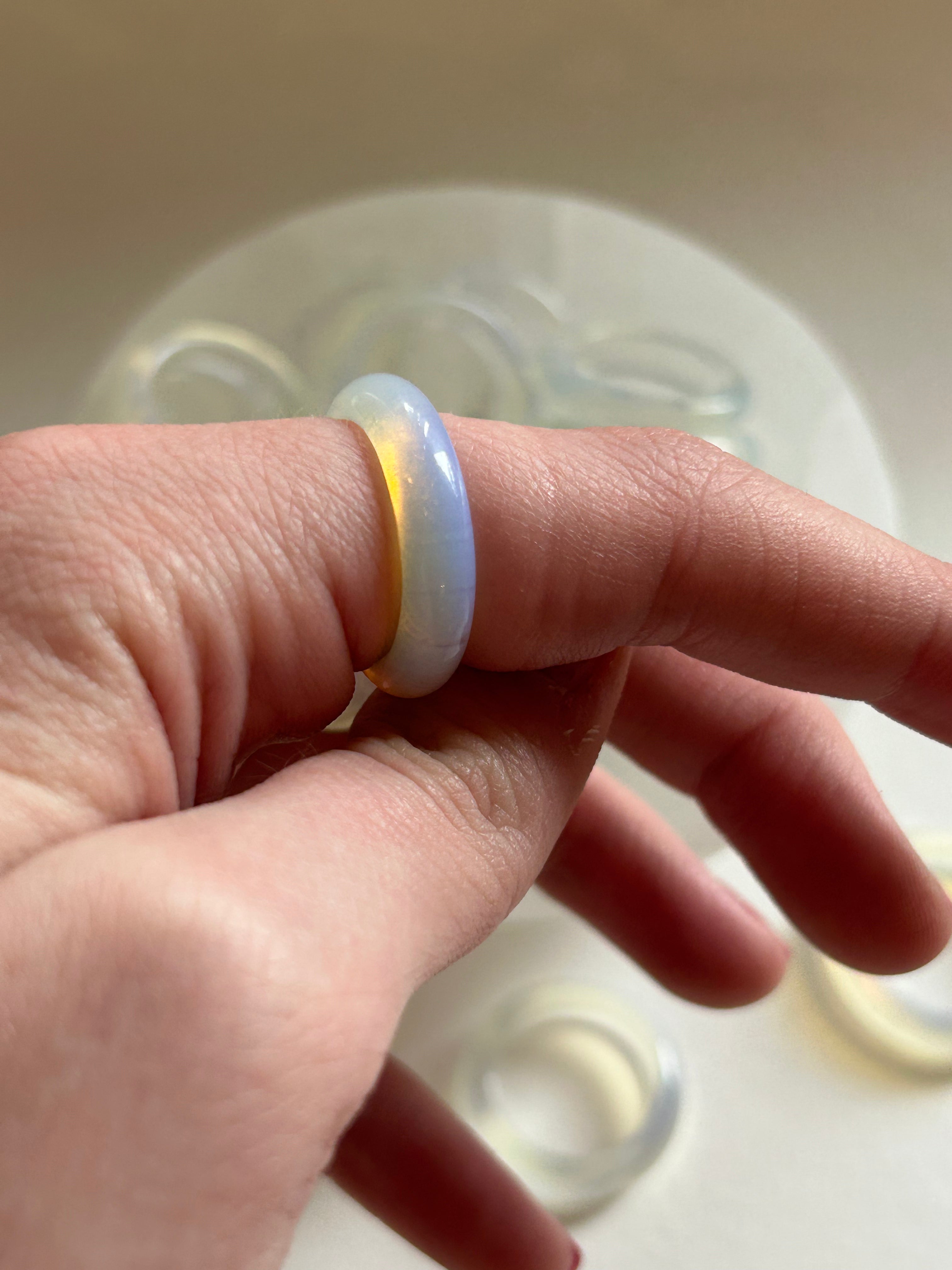 Opalite Crystal Ring with Iridescent Glow for Clarity