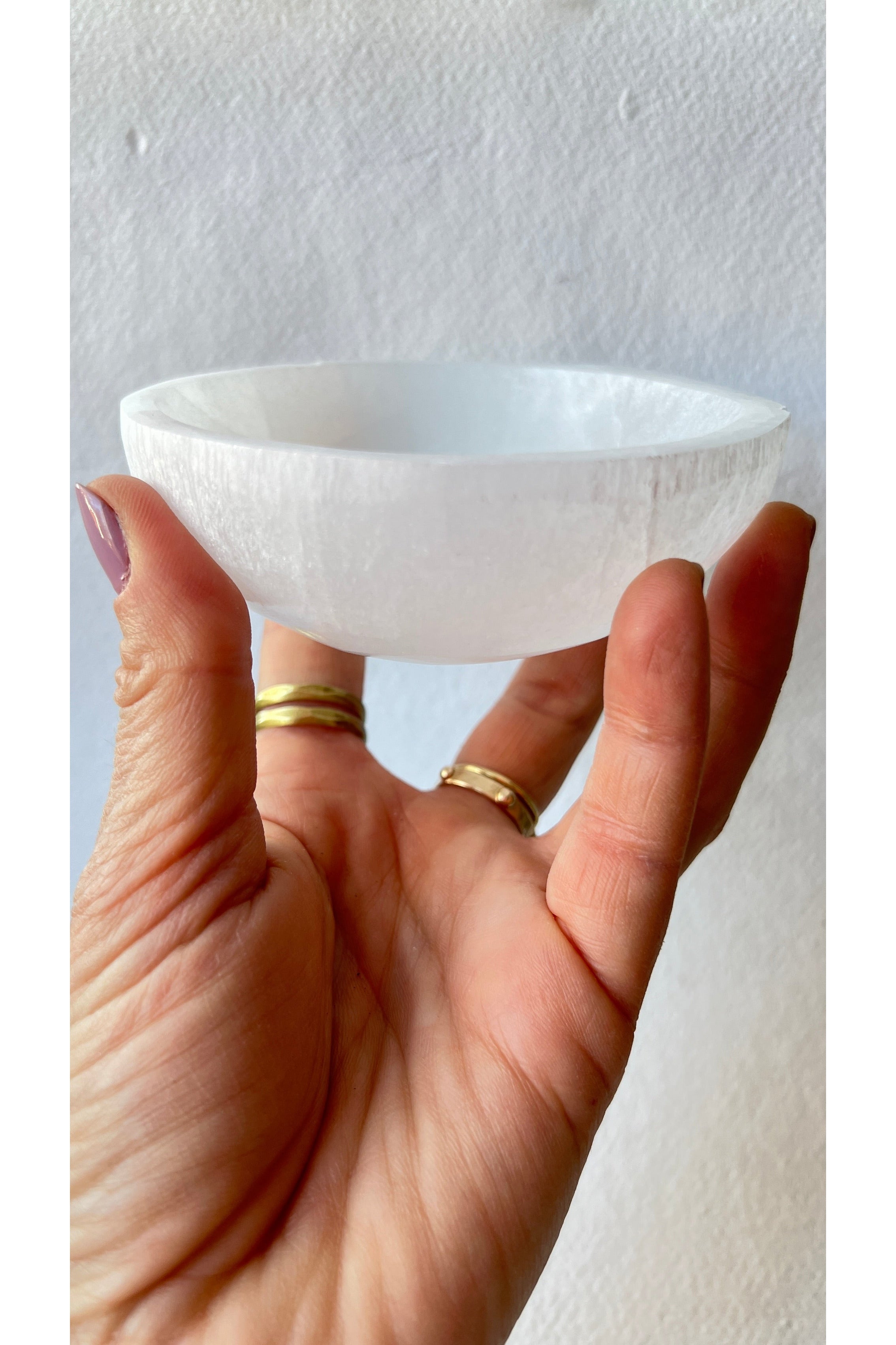 Natural selenite bowl for cleansing and recharging stones