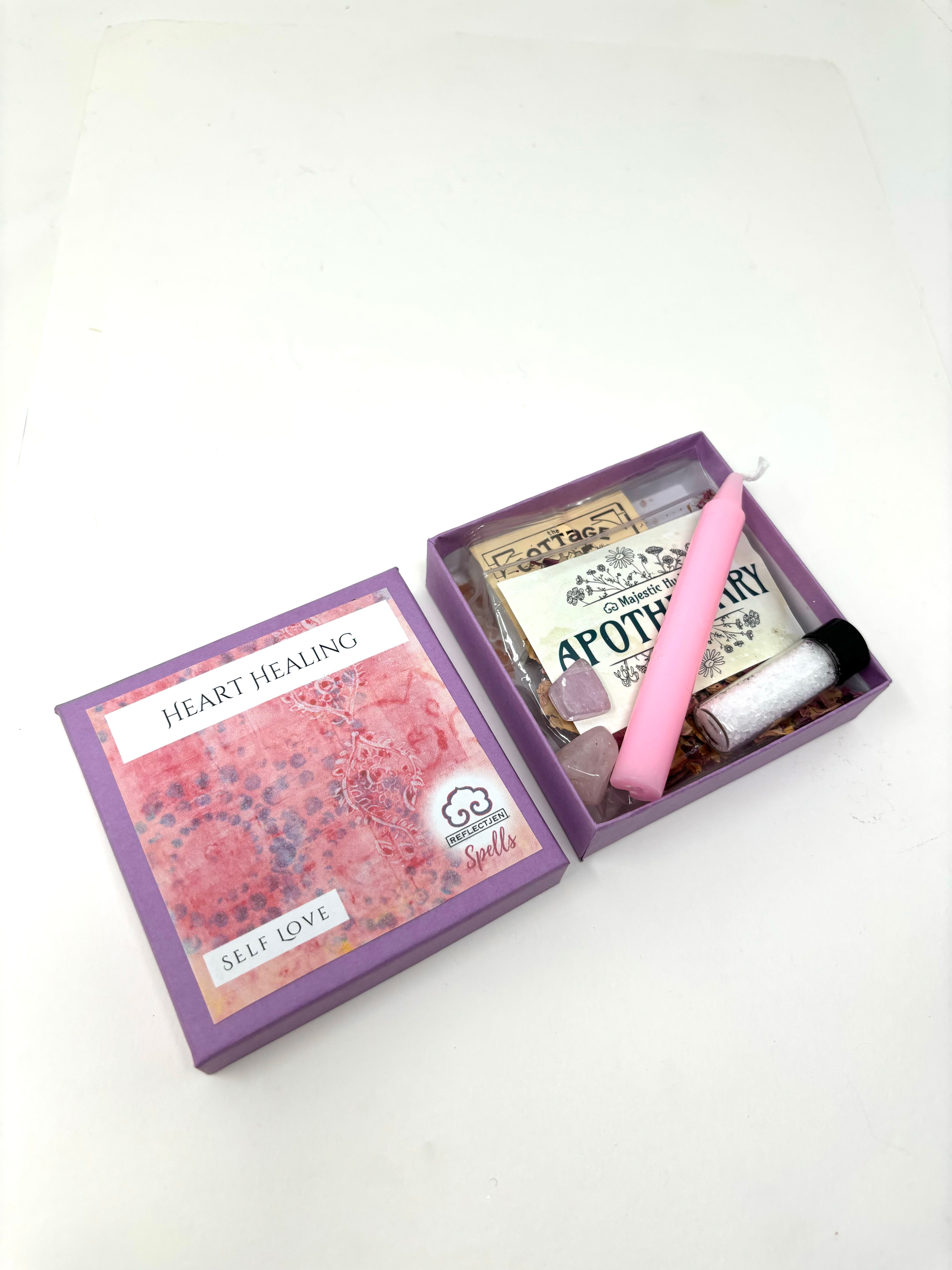 Heart-opening Love Spell Kit with crystals and rose petals