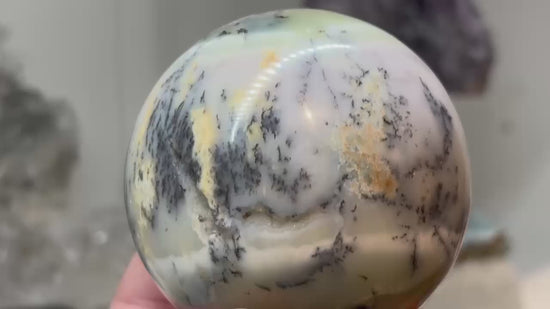 closeup of dendridic opal sphere 