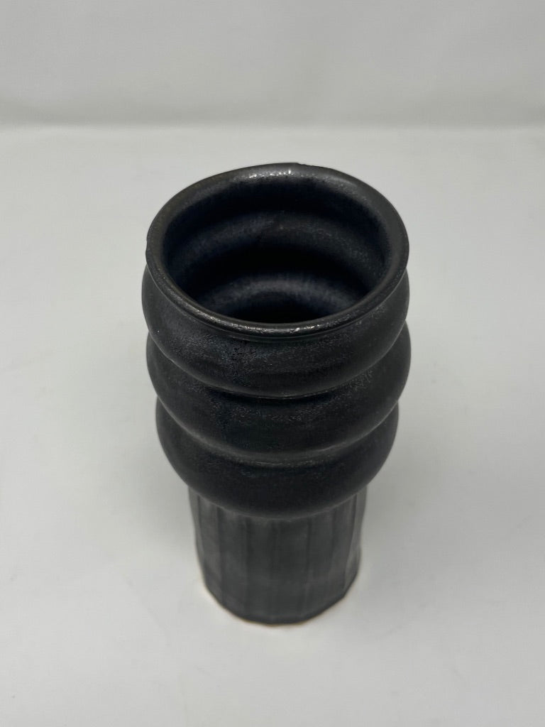 Black Bumpy Ribbed Vase