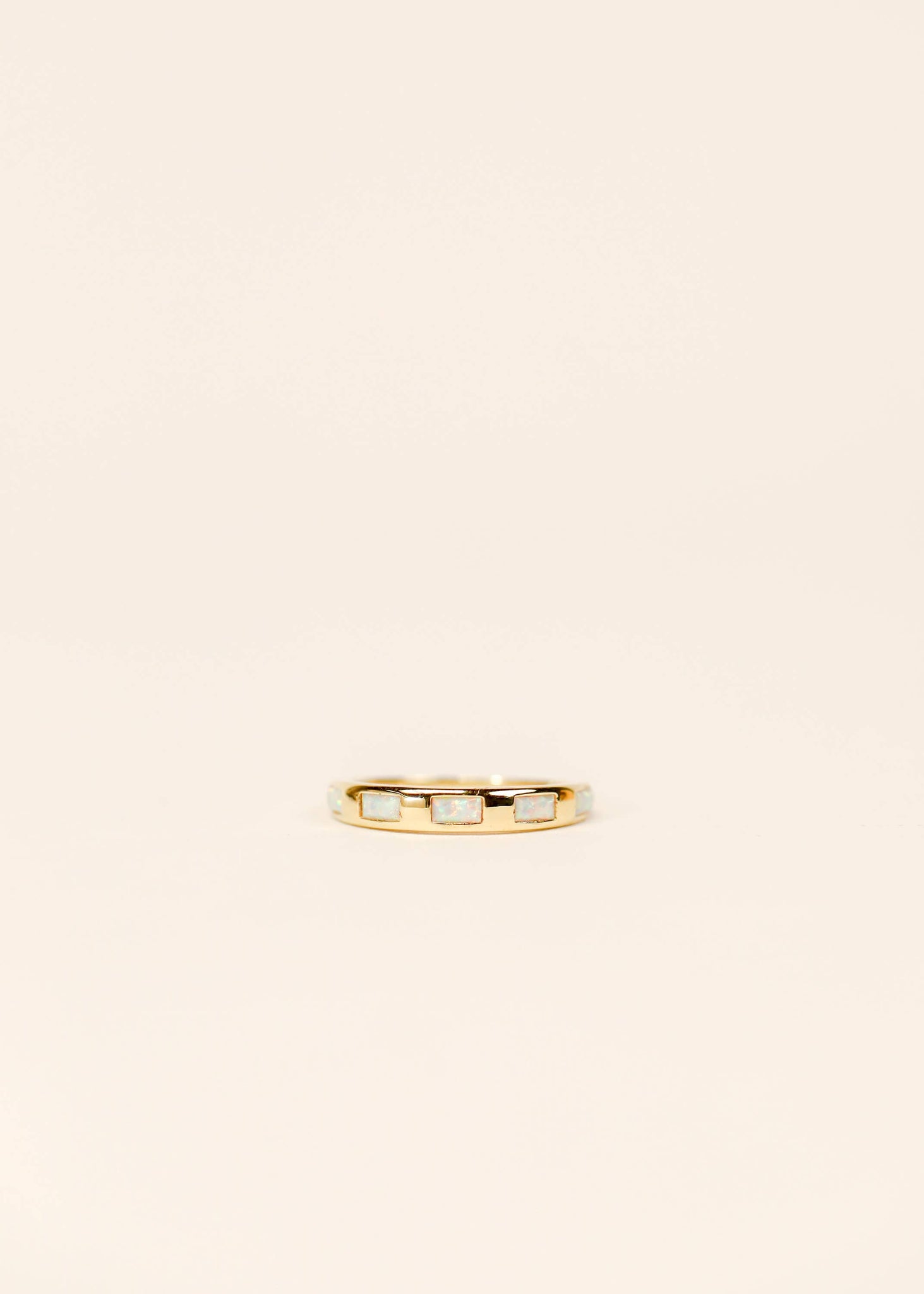 White Opal Ring | Inset Baguette