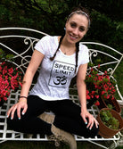 Organic Yoga T-Shirt | Women's | Speed Limit Om® | Mindful Graphic Tee for Meditation & Wellness