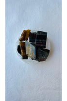 Tiger's eye polished crystal slab with golden and brown bands