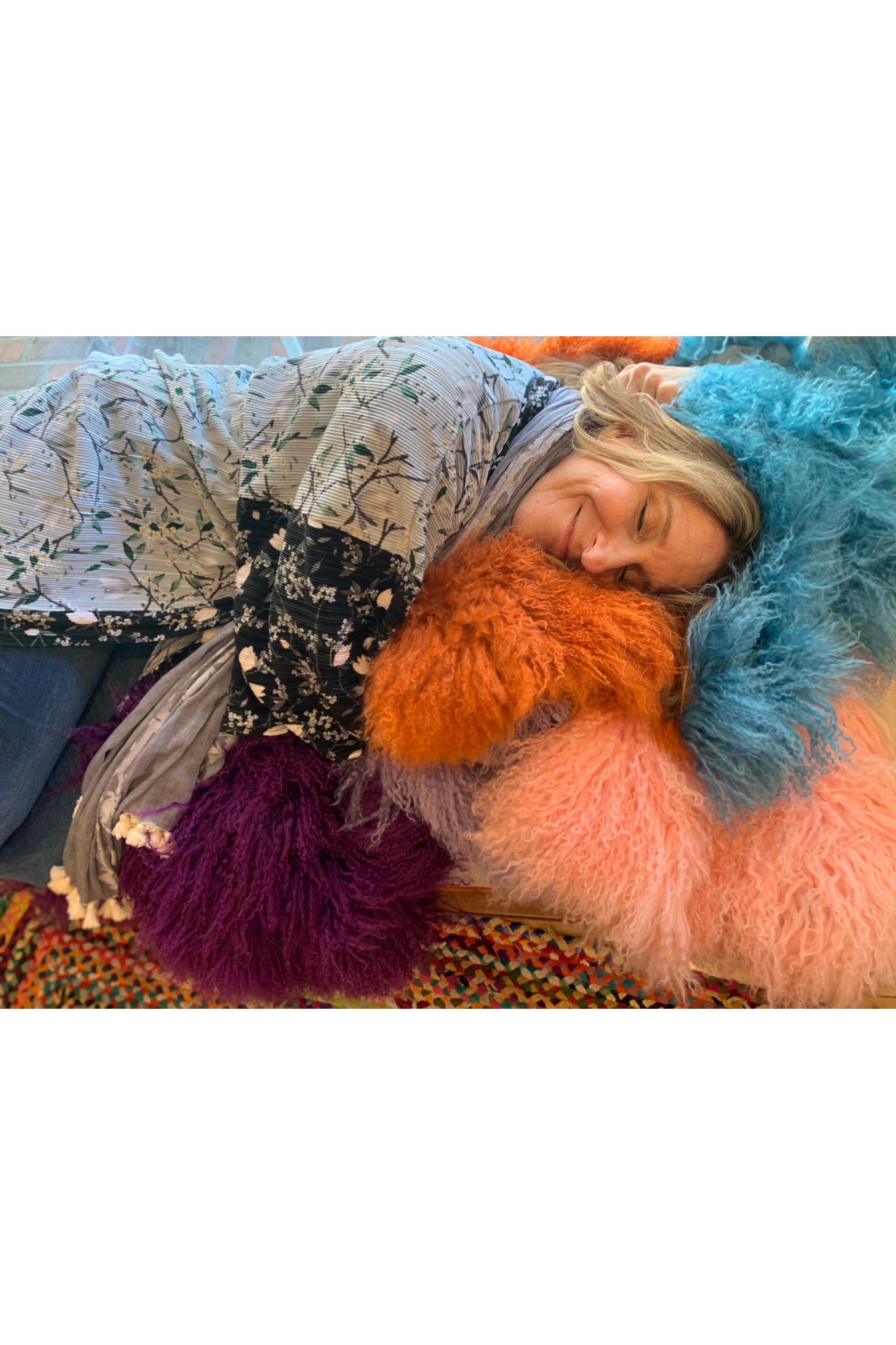 Burnt orange Tibetan Lambskins Majestic Hudson Lifestyle Home Decor