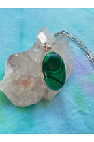 Malachite Pendant Necklace with Genuine Green Stone for Protection and Healing
