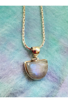Genuine Crystal Necklace with Iridescent Moonstone Pendant