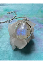 Elegant Crystal Necklace with Genuine Moonstone Pendant