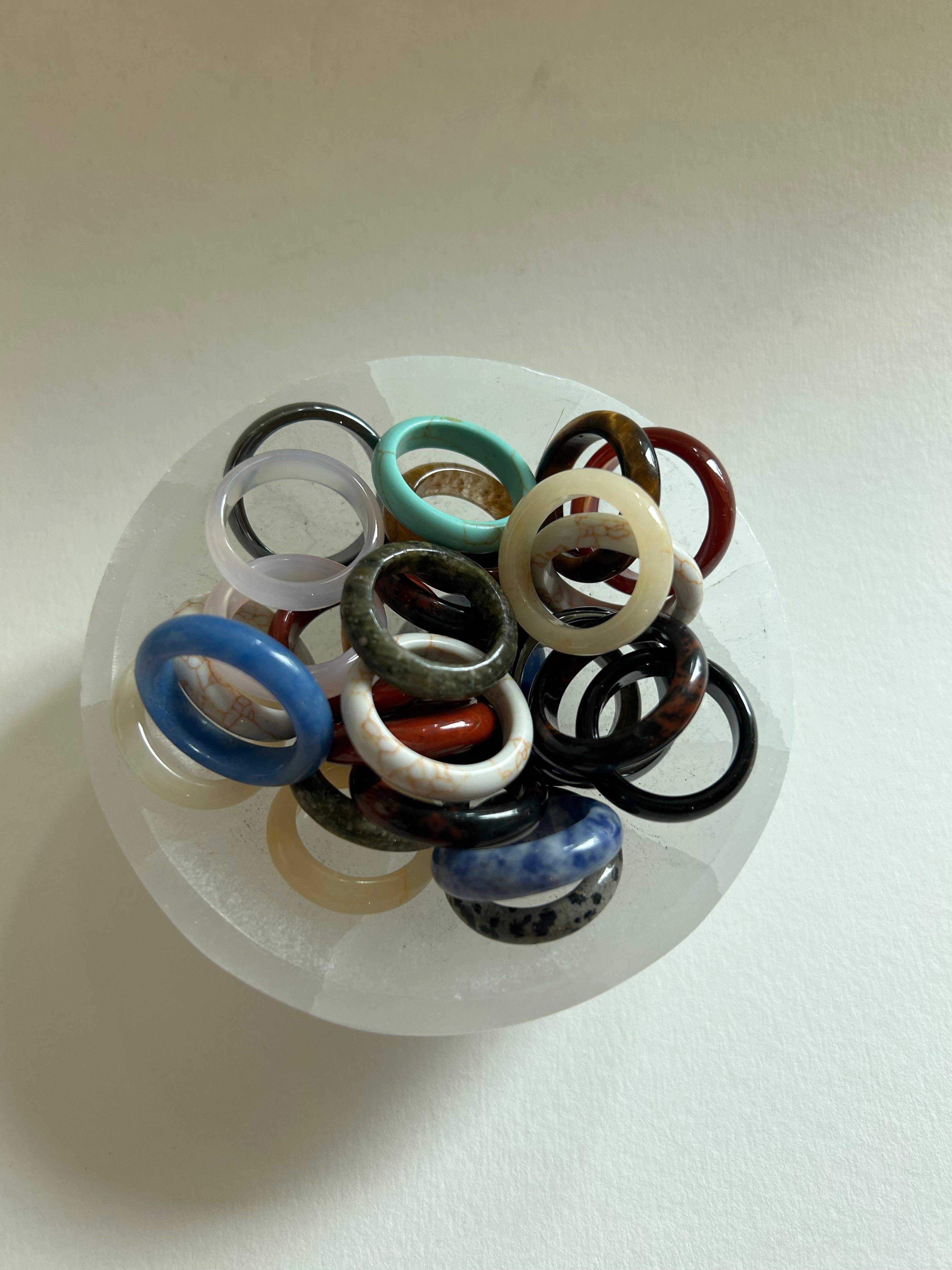 Healing Crystal Rings Featuring Opalite and Jasper